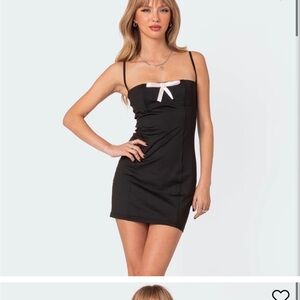 Black Mini Dress with Pink Bow